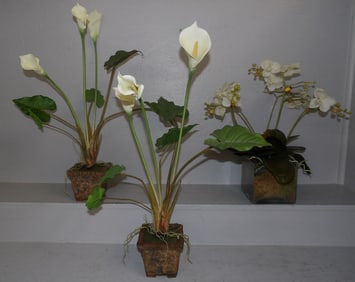 3 faux plants