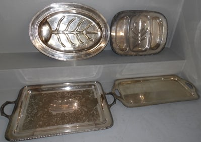 lot of silverplated serving trays
