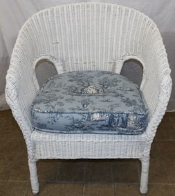 painted wicker arm chair