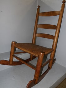 antique cherry and split oak seat rocker