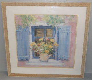 Large Framed Impressionist Print of a Window Still Life by Duane Alt
