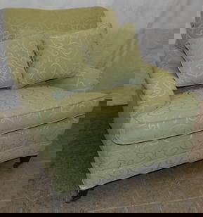 Upholstered Club Chair : Upholstered Club Chair . 30 1/4" H 32" W 39" D ALL DESCRIPTIONS AND ANY CONDITION STATEMENT GIVEN BY LANGSTON AUCTION GALLERY ARE STRICTLY OPINIONS AND LANGSTON'S SHALL HAVE NO RESPONSIBILITY FOR ERRO