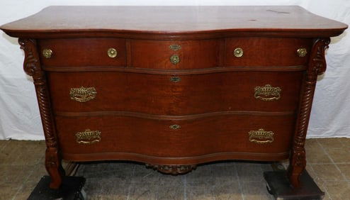 Antique Oak Serpentine Front 3/2 Drawer Chest