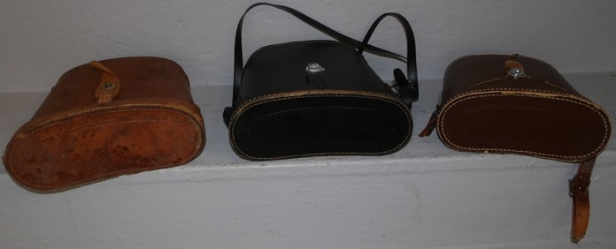 Three Vintage Binoculars in Case