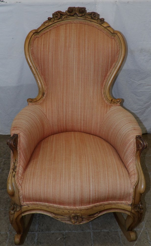Antique Carved Walnut Victorian Rocker (1 of 6)