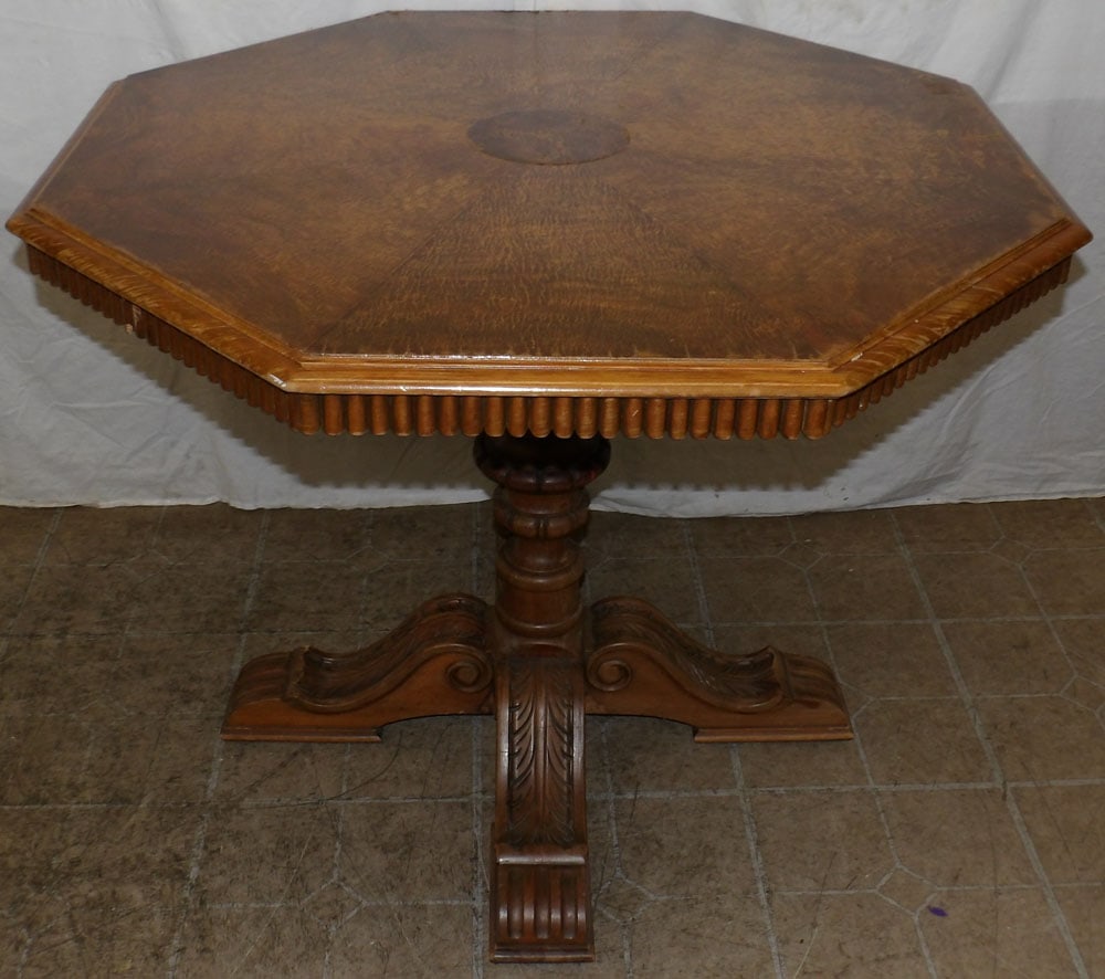 Antique Walnut Octagonal Top Center Table  (1 of 4)