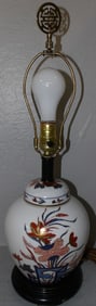Oriental Porcelain Covered Jar Made Into Lamp