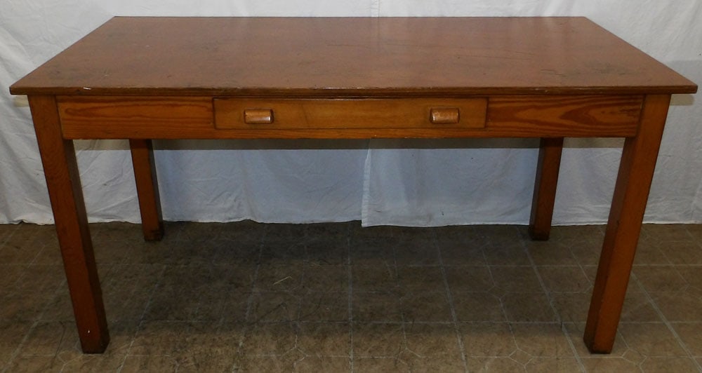 Pine Desk : Pine Desk . 30 1/4" H 60" W 30" D ALL DESCRIPTIONS AND ANY CONDITION STATEMENT GIVEN BY LANGSTON AUCTION GALLERY ARE STRICTLY OPINIONS AND LANGSTON'S SHALL HAVE NO RESPONSIBILITY FOR ERRORS OR OMISSIO