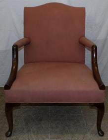 Mahogany Queen Anne Style Library Chair