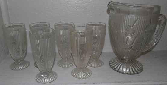 Seven Piece Iris & Herringbone Lemonade Set
