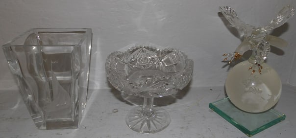 Limited Edition Eagle Glass on Globe Signed & Numbered, Vase & Cut Compote