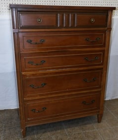 Mid Century Modern Cherry Five Drawer Chest by Bassett