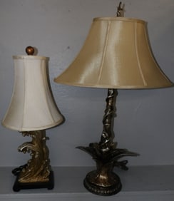 Two Gilded Resin Decorative Lamps