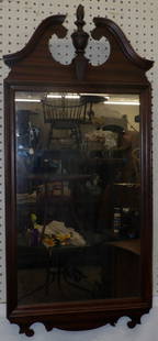 Mahogany Framed Mirror : Mahogany Framed Mirror . 39 3/4" x 18 1/4" ALL DESCRIPTIONS AND ANY CONDITION STATEMENT GIVEN BY LANGSTON AUCTION GALLERY ARE STRICTLY OPINIONS AND LANGSTON'S SHALL HAVE NO RESPONSIBILITY FOR ERRORS O
