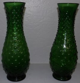 Pair of Green Glass Vases
