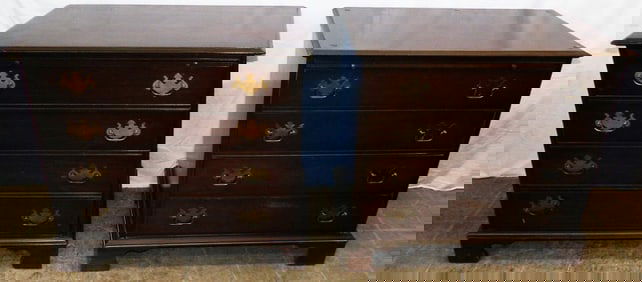 Pair of Mahogany Four Drawer Bachelor's Chests with Pull Out Slide