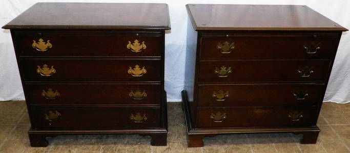 Pair of Mahogany Four Drawer Bachelor's Chests with Pull Out Slide