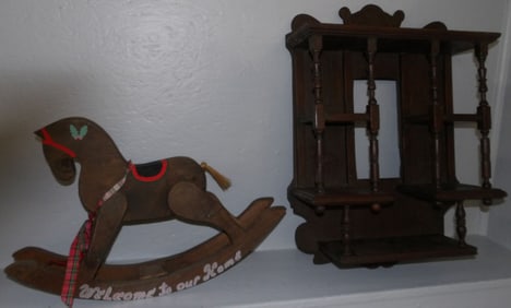 Pine Merry Christmas Hobby Horse & Victorian Wall Shelf