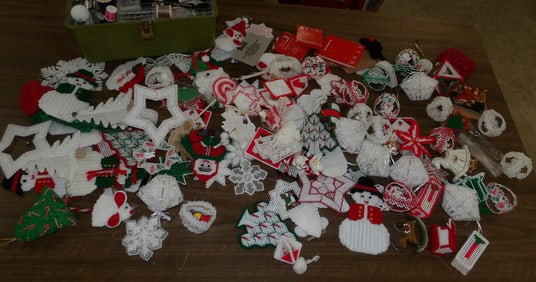Lot of Sewing Items & Christmas Ornaments
