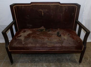 Antique Mahogany Inlaid Bench Frame