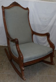 Antique Carved Mahogany Rocker