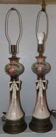 Two Painted Porcelain Lamps