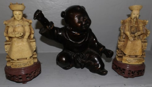 Three Oriental Resin Figurines