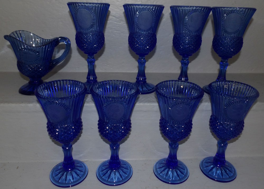 Nine Pieces of Cameo Washington Stemware by Fostoria: Nine Pieces of Cameo Washington Stemware by Fostoria. 8" H 3 1/2" Dia. ALL DESCRIPTIONS AND ANY CONDITION STATEMENT GIVEN BY LANGSTON AUCTION GALLERY ARE STRICTLY OPINIONS AND LANGSTON'S SHALL HAVE NO