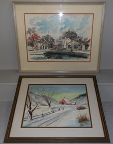 Two Framed Watercolors, One Artist Signed