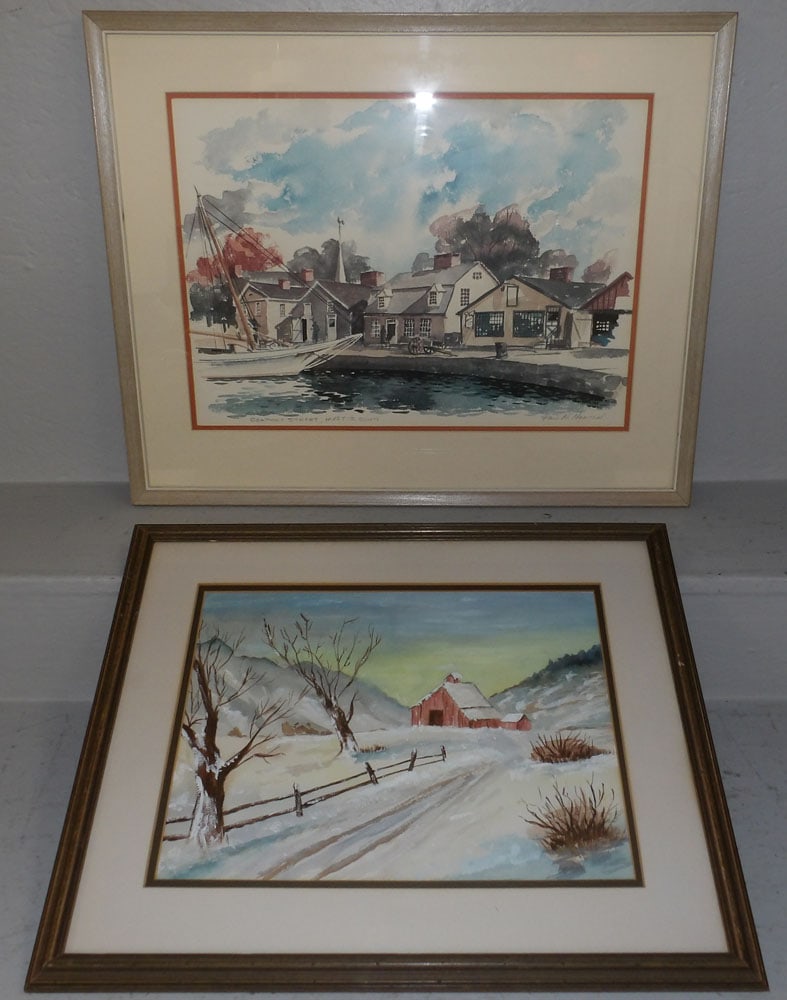 Two Framed Watercolors, One Artist Signed  (1 of 5)