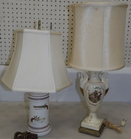 Two Painted Porcelain Lamps