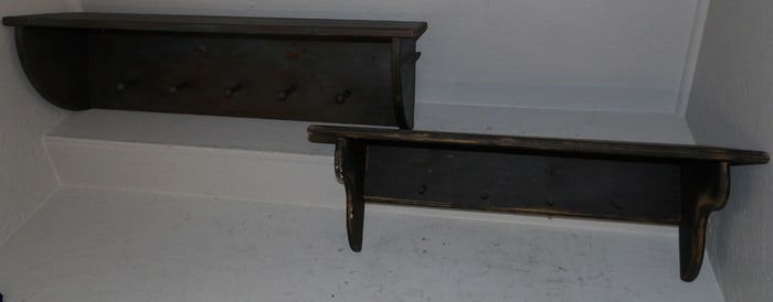 Two Painted Pine Wall Shelves