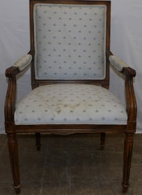 Walnut & Upholstered Arm Chair
