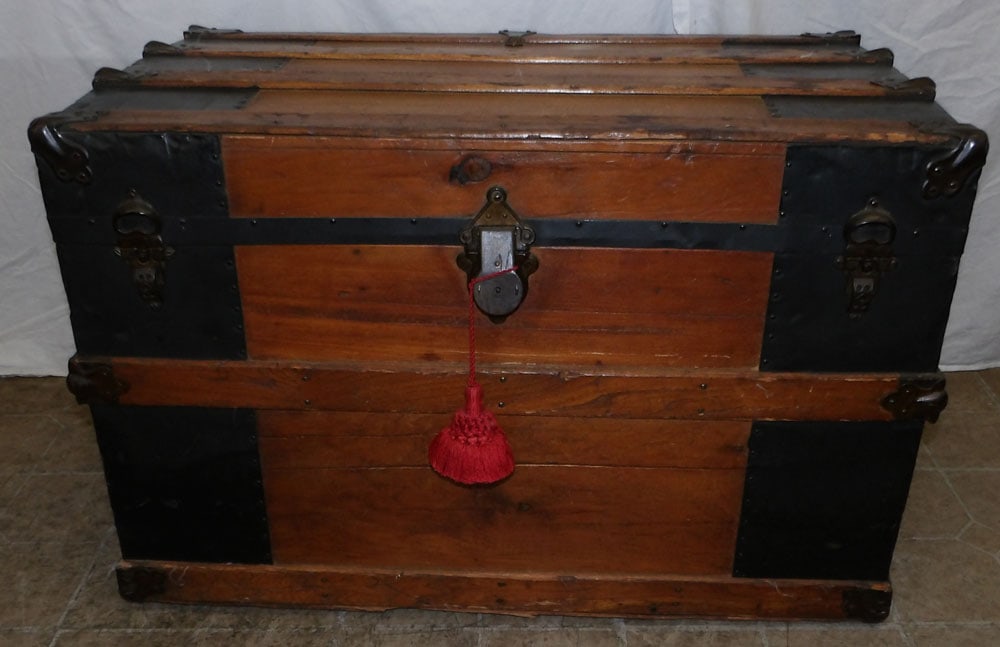 Antique Pine & Metal Bound Trunk  (1 of 6)