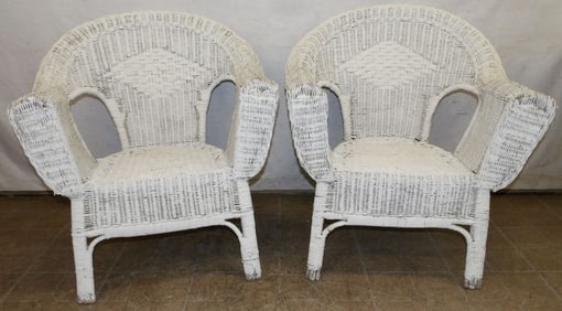 Pair of Antique Wicker Arm Chairs