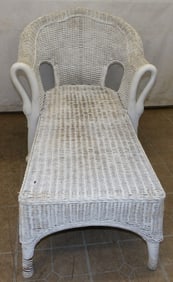 Antique Wicker Chase Lounge with Swan Head Arms