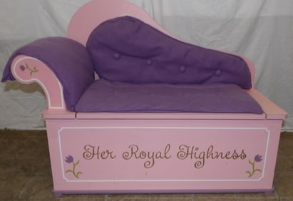 Painted & Upholstered Girl's Bench with Storage Compartment