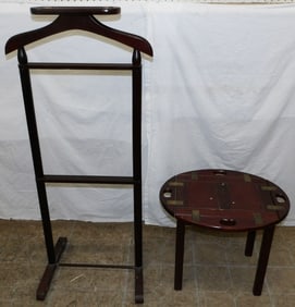 Cherry Butler's Tray Top Stand & Man's Valet