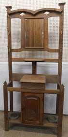 Antique Oak Hall Tree