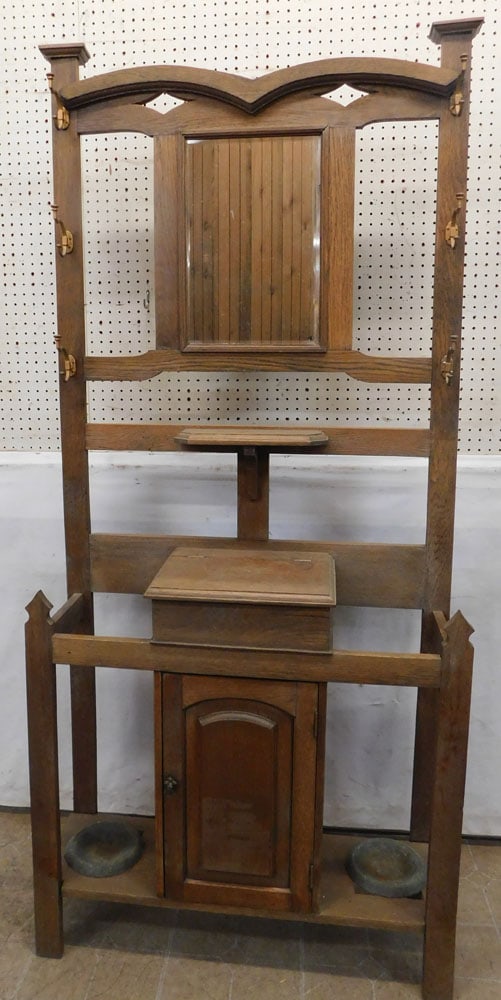 Antique Oak Hall Tree  (1 of 10)