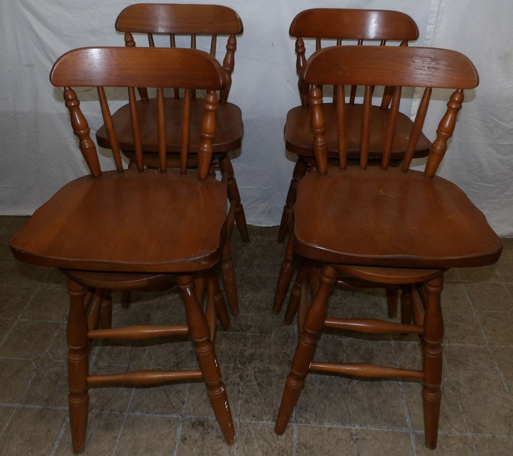Set of Four Maple Swivel Bar Stools by Boiling Chair Company (1 of 4)