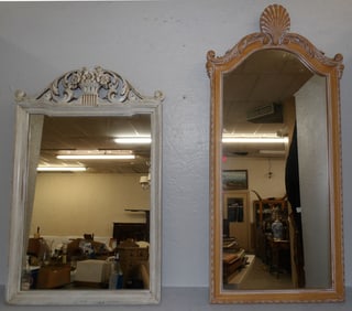 Two Distressed Painted Framed Mirrors