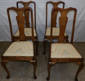 Set of Four Antique Mahogany Queen Anne Dining Chairs