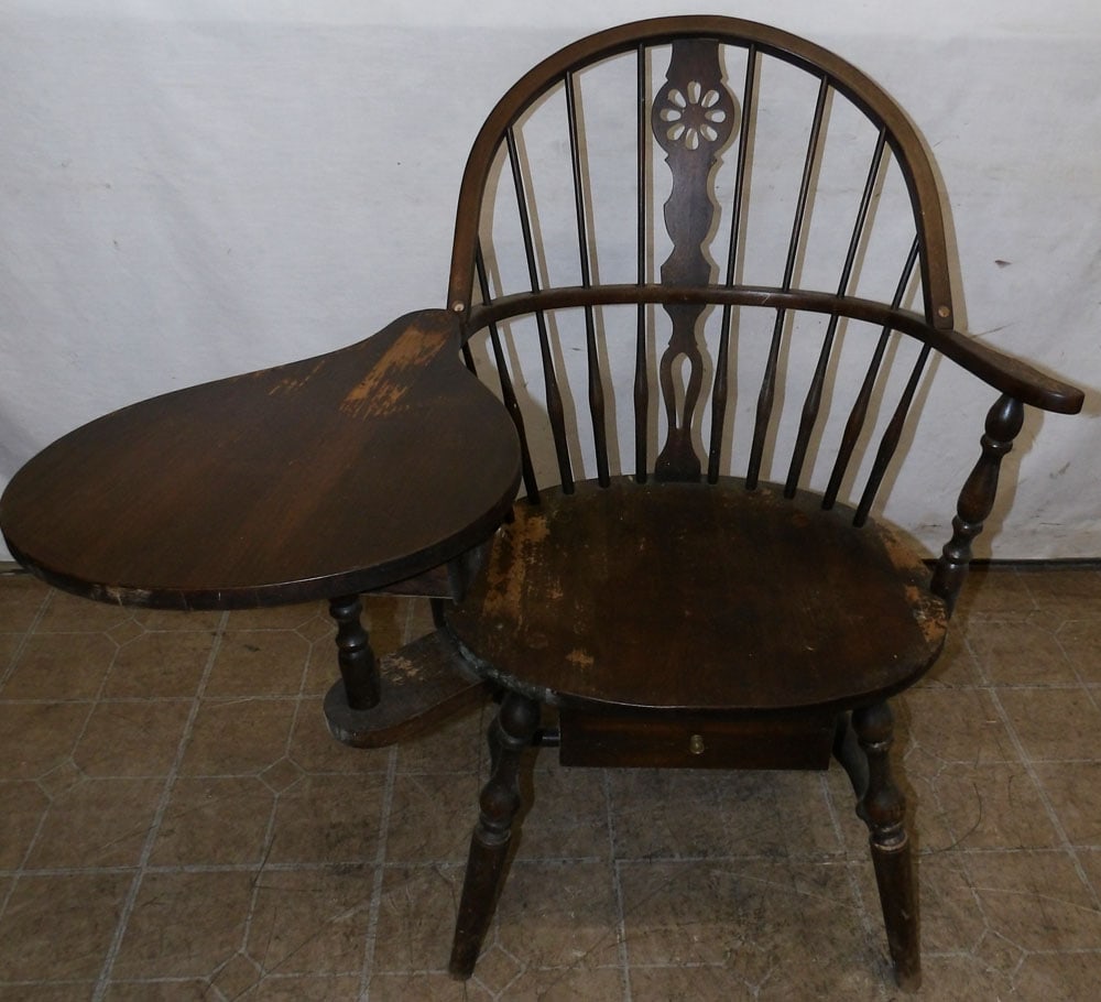 Walnut Windsor Style School Desk  (1 of 7)