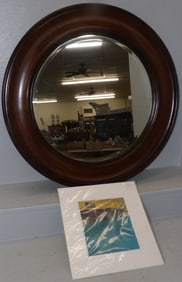 Round Framed Mirror & Framed Print