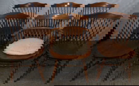 set of 6 maple dining chairs by Bent Brothers Inc.