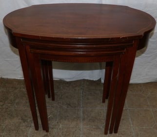 mahogany inlaid nesting tables
