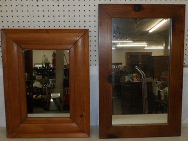 2 pine framed mirrors