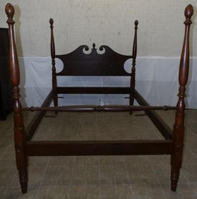 mahogany and tiger maple full size bed with rails