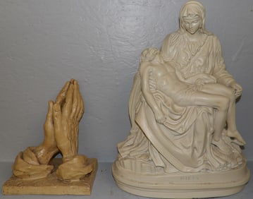 2 painted ceramic sculptures